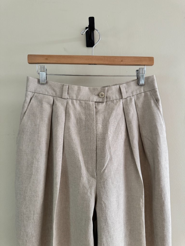 Bergdorf Goodman Vintage Tailored Pleated Linen Trousers — image 3 of 8